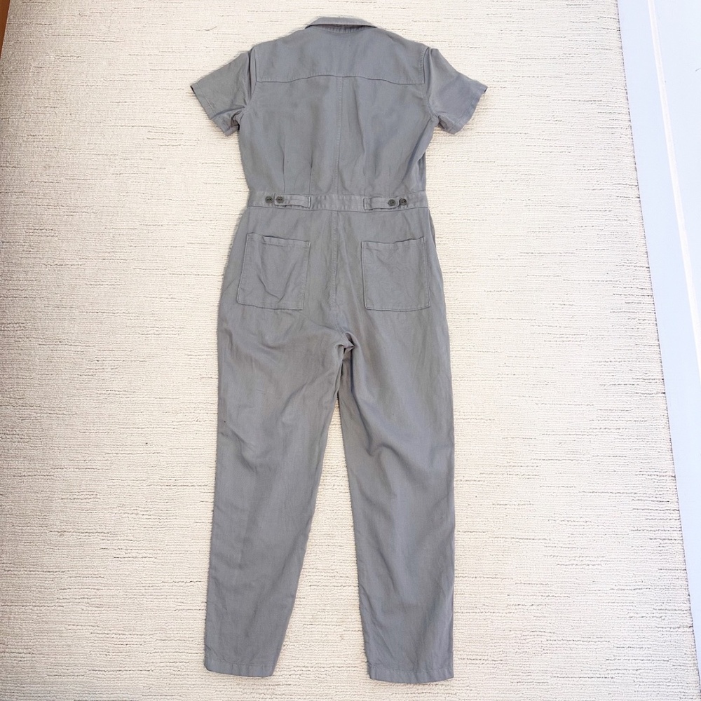 OUTERKNOWN S.E.A. Women’s S Dark Grey Utility Jumpsuit Short Sleeve Linen Blend - Picture 4 of 16